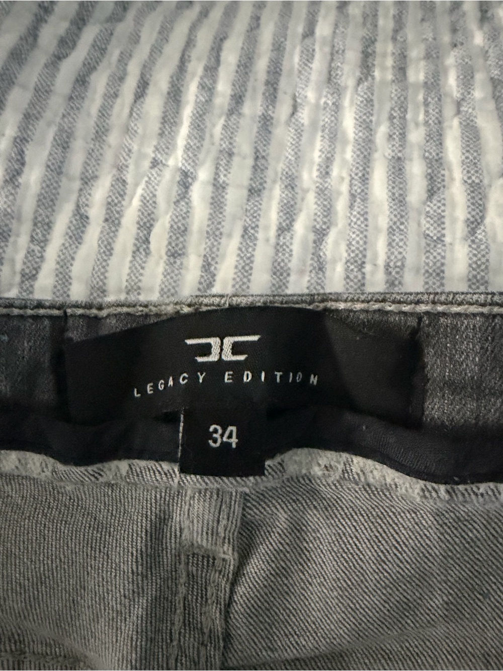 Jordan Craig Grey Distressed Denim Shorts with Blue Paint Accents - Picture 2 of 4
